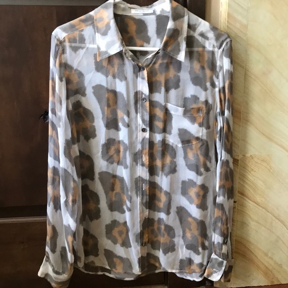 Equipment Tops - Equipment collard animal print silk shirt medium